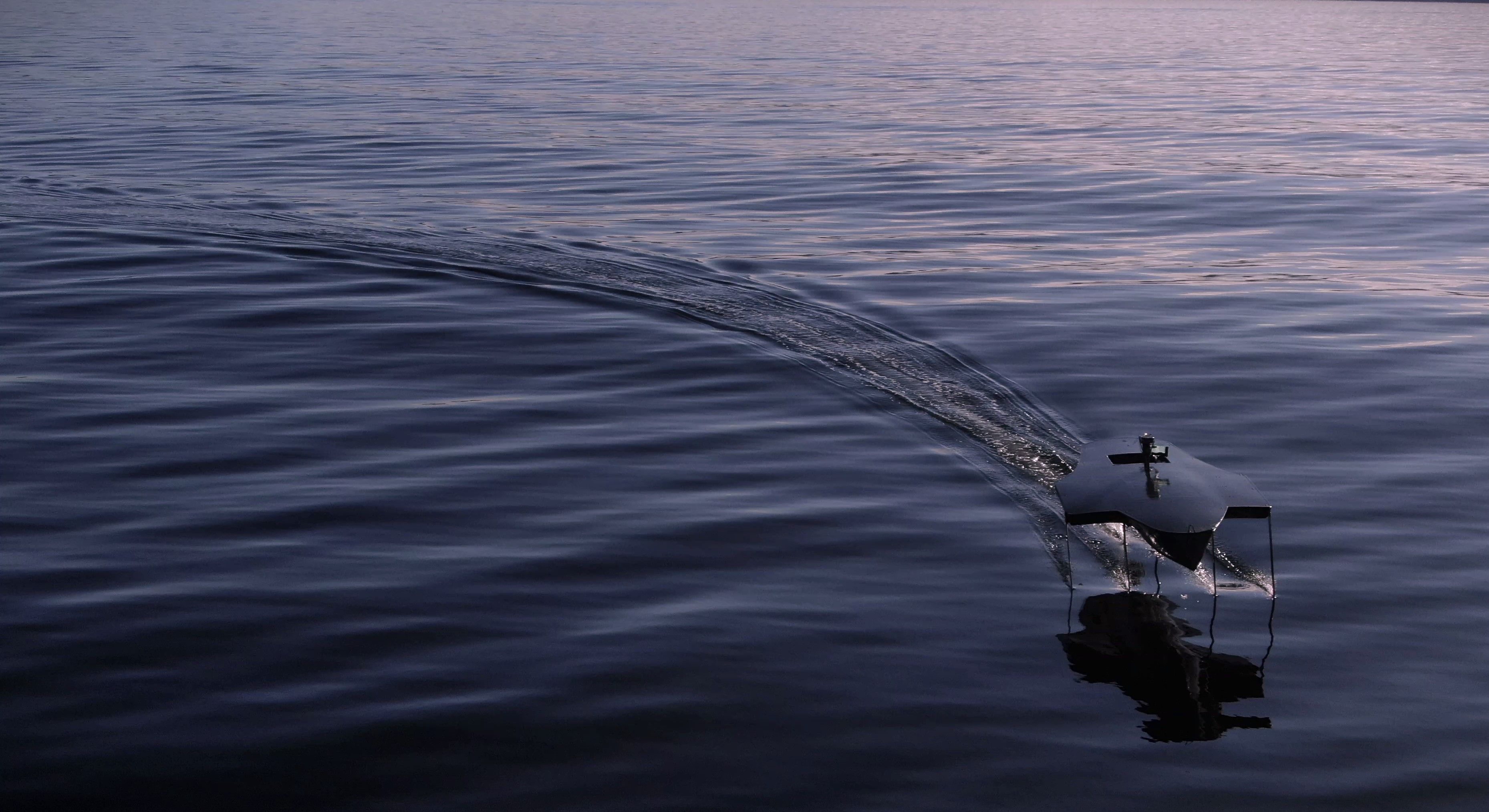 Sea Shadow unmanned foiling vessel at speed